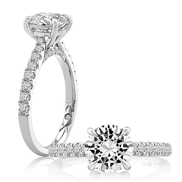 A. Jaffe Platinum Diamond with 18K Rose Gold Quit Accent Semi-Mount Ring
