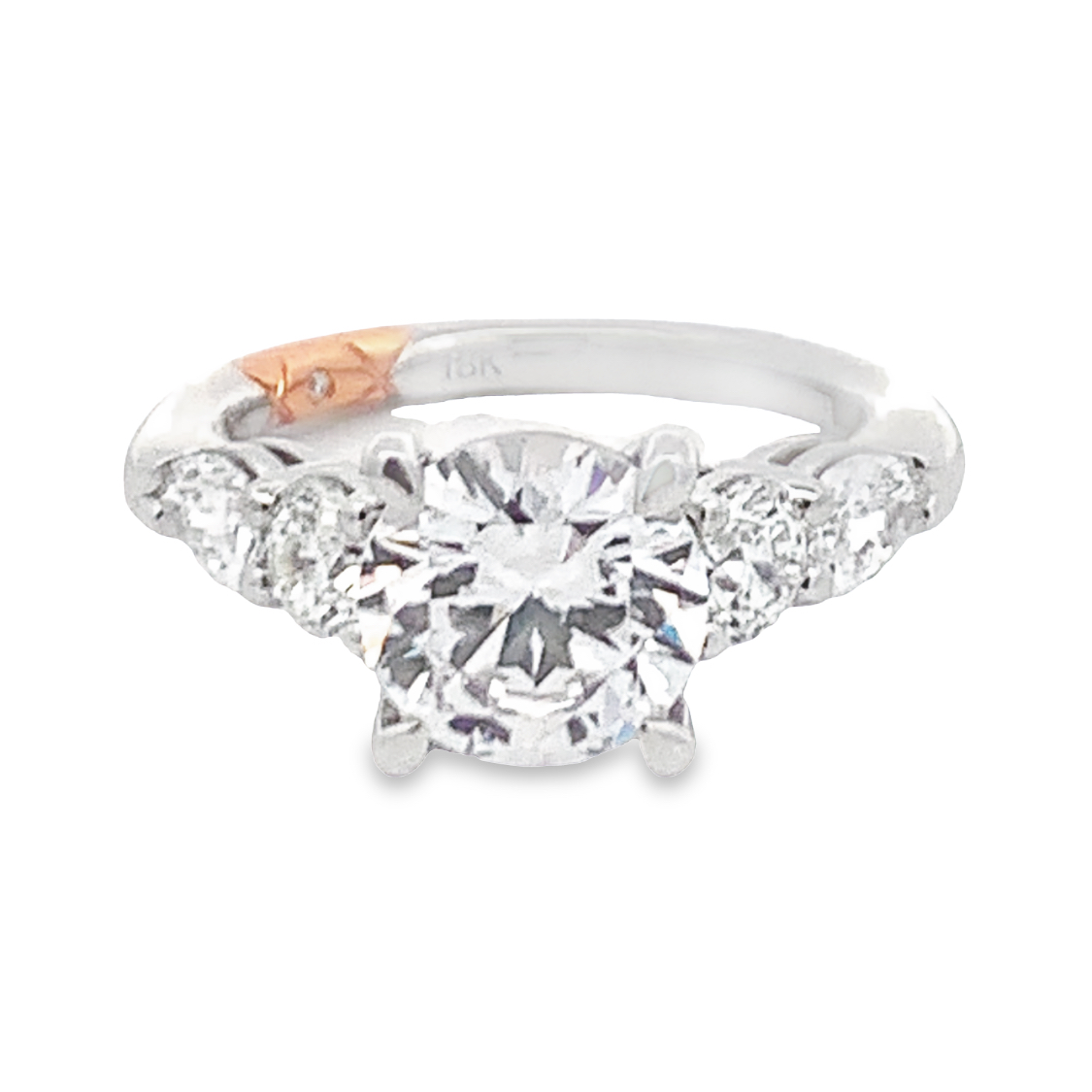 A. Jaffe Platinum with 18K Rose Gold Quilt Accent Diamond Semi-Mount Ring