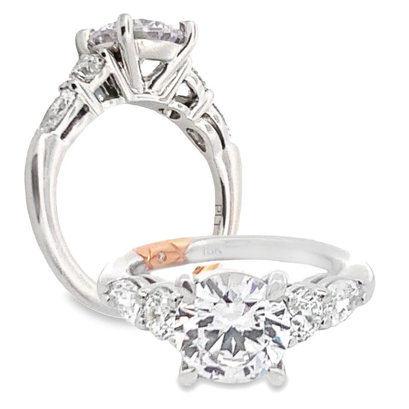 A. Jaffe Platinum with 18K Rose Gold Quilt Accent Diamond Semi-Mount Ring