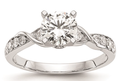 14K White Gold Peg Set Diamond Semi Mount Ring with 12 Round Diamonds 0.39 CTW