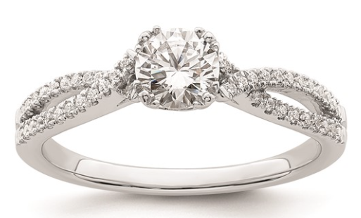 14K White Gold Diamond Semi Mount Ring with Round Diamonds 0.18 CTW