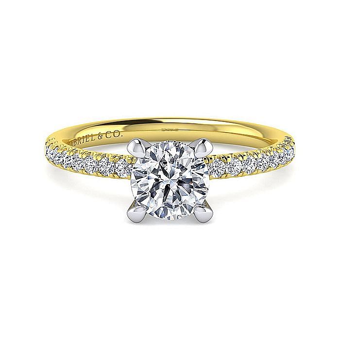 Gabriel & Co. 14K White & Yellow Gold Diamond Semi-Mount Ring