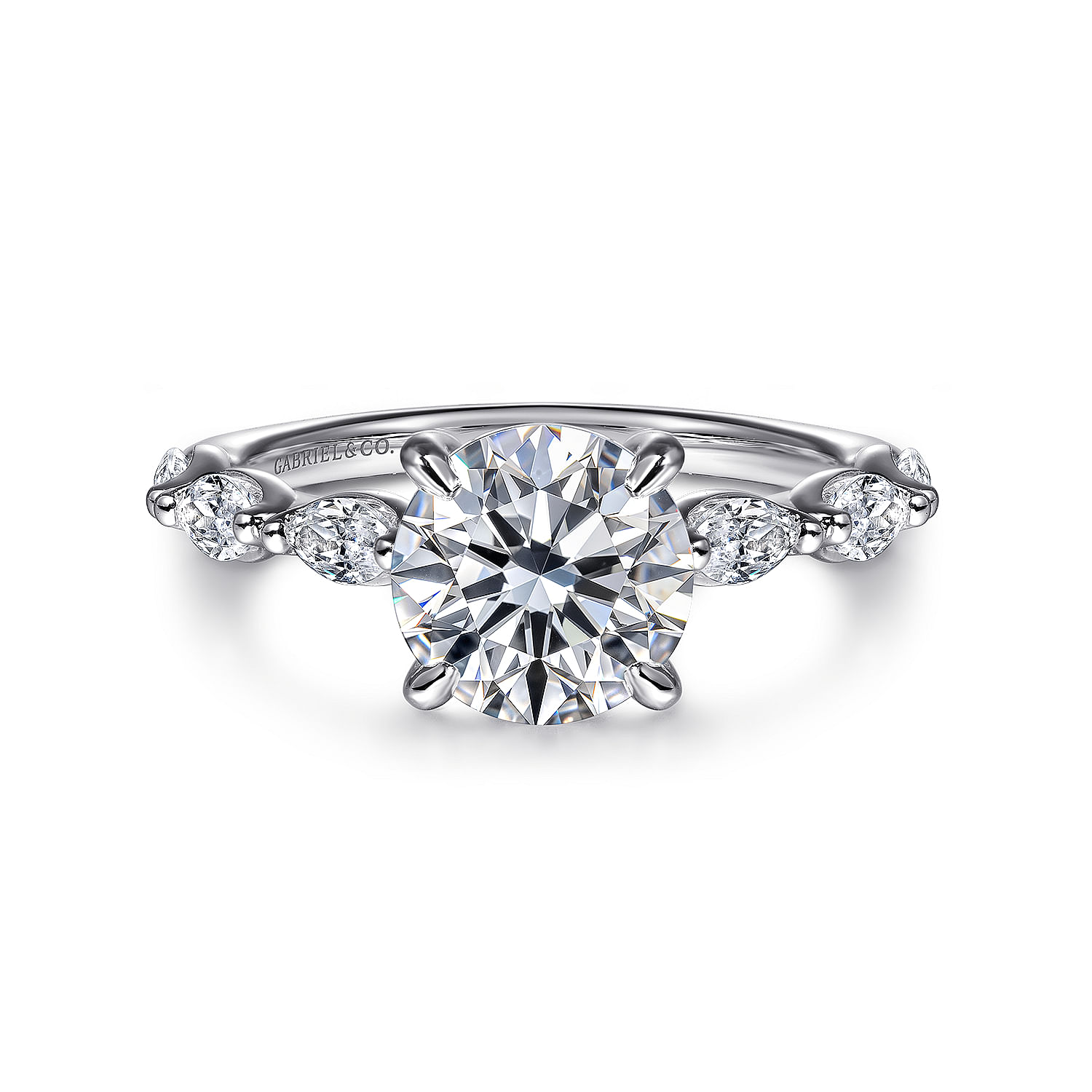 Gabriel & Co. 14K White Gold Marquise Diamond Engagement Ring Setting