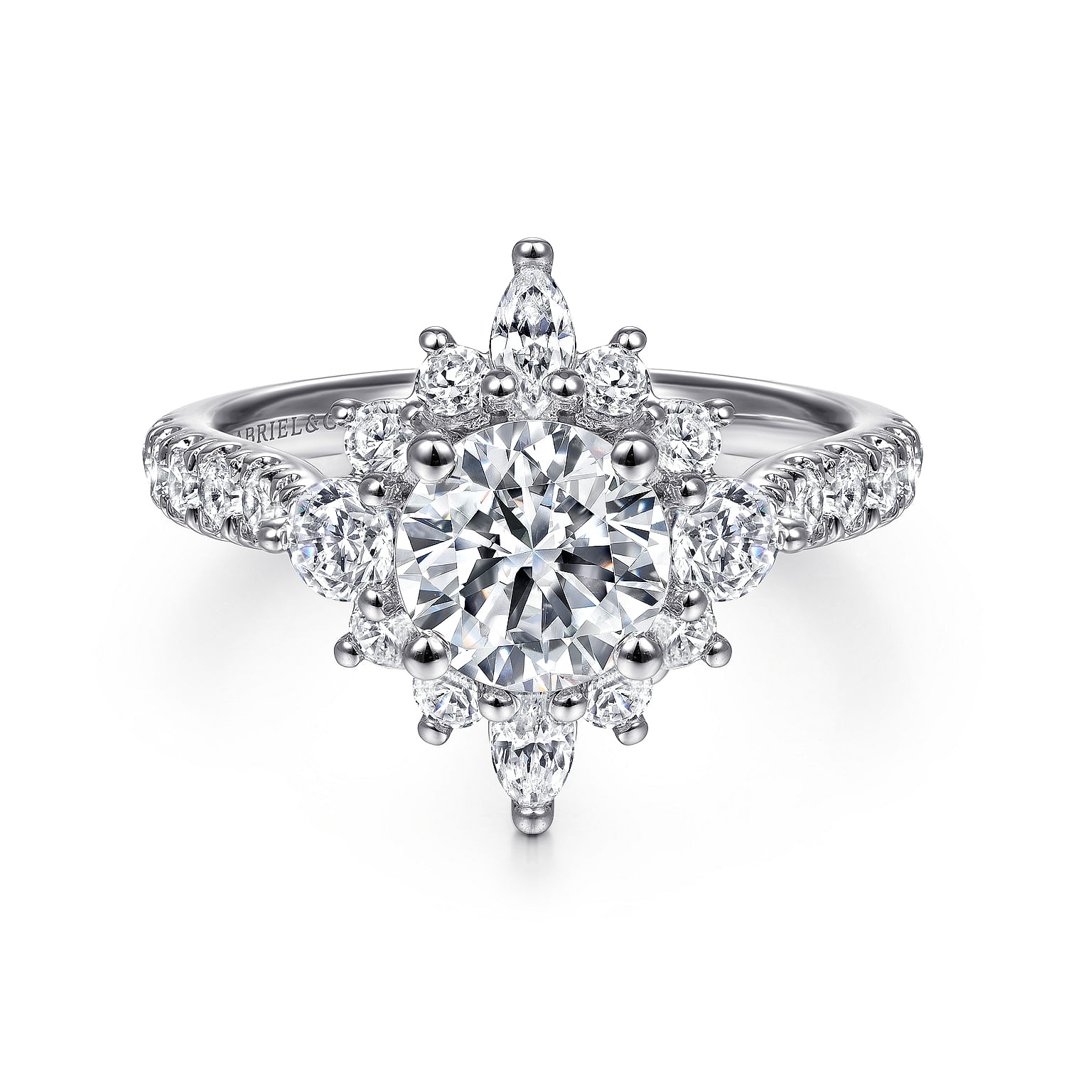Gabriel & Co. 14K White Gold Starlight Halo Diamond Engagement Ring Setting