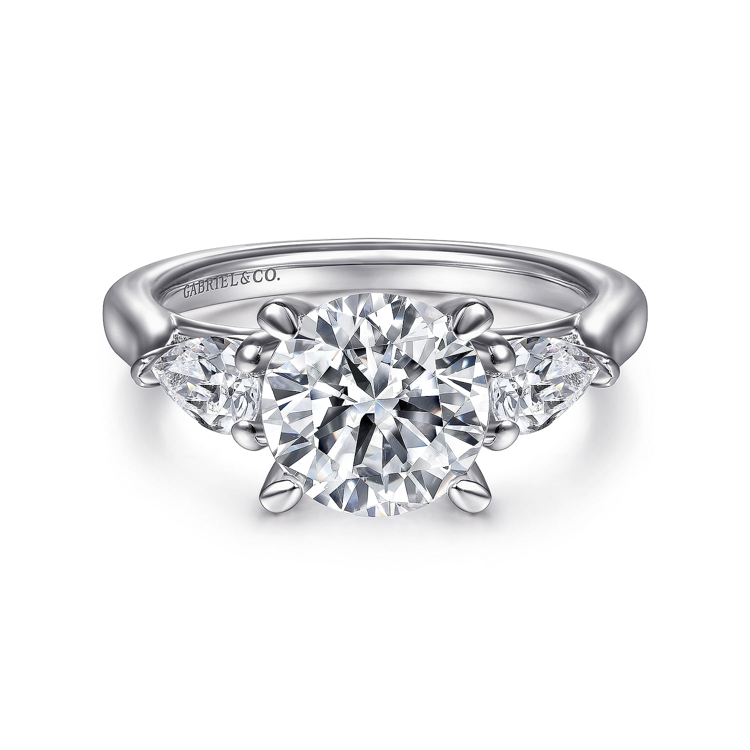 Gabriel & Co. 14K White Gold 3 Stone Engagement Ring Setting