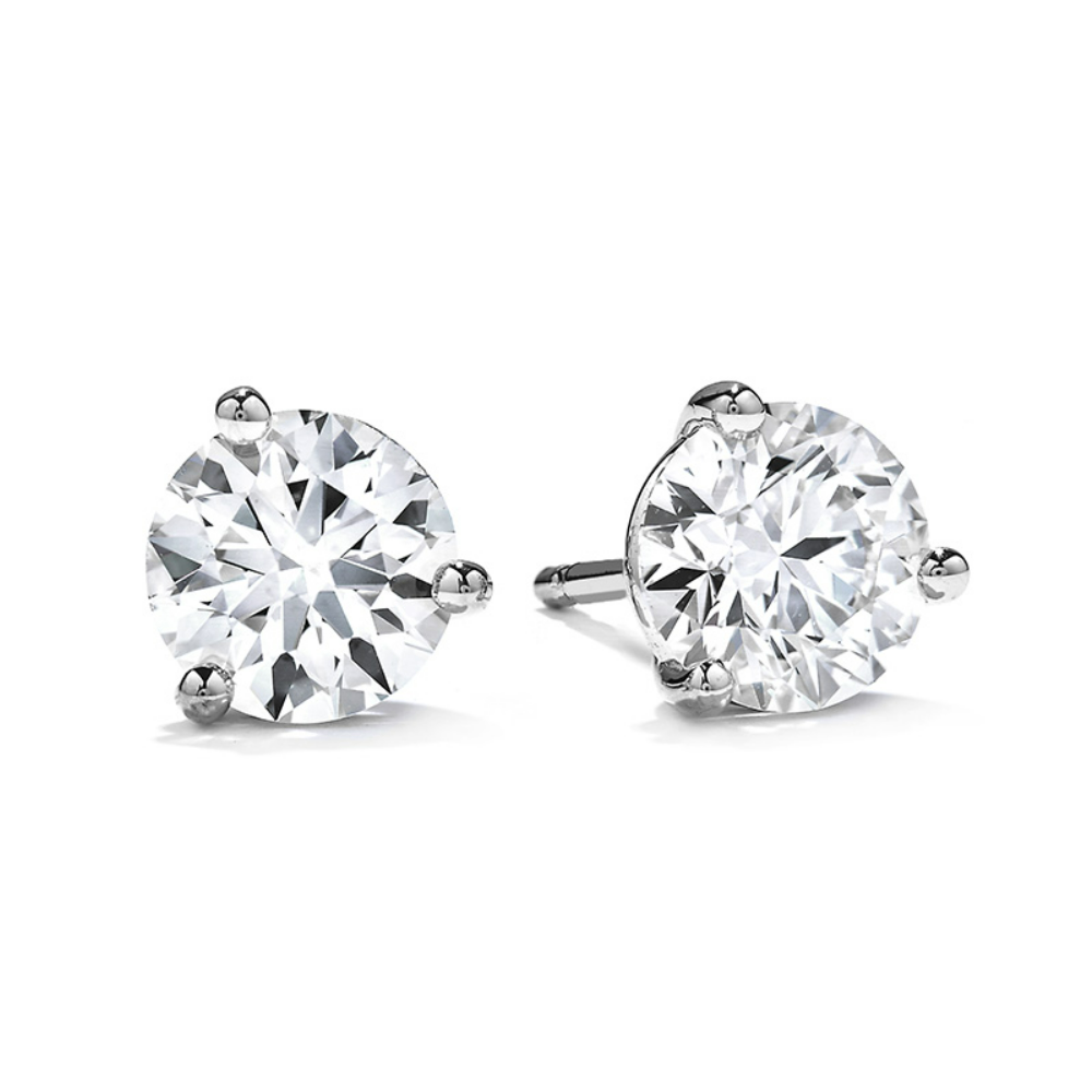 Hearts on Fire 18K White Gold Stud Earrings With 2 Round Diamonds 0.70 Tcw I-J Vs-Si