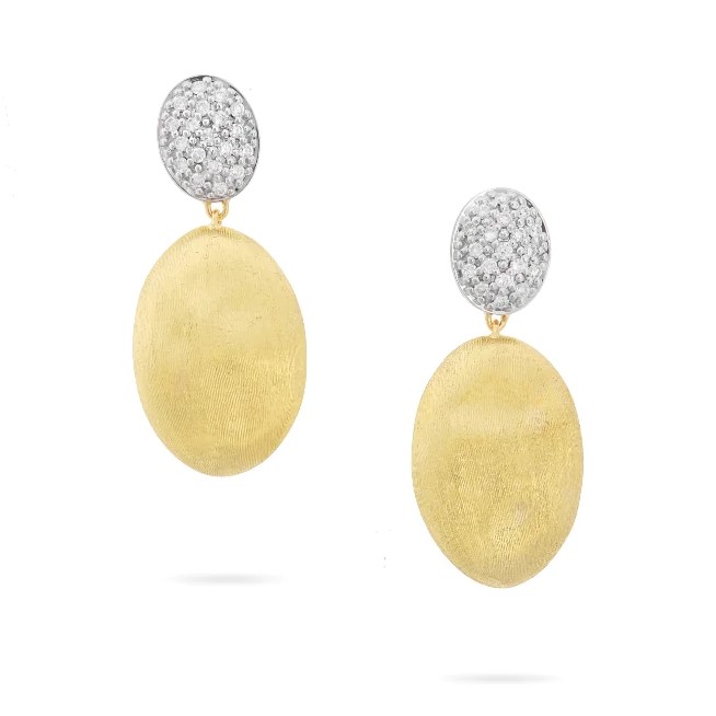 Marco Bicego 18K Yellow and White Gold Siviglia Grande Diamond Medium Drop Earrings