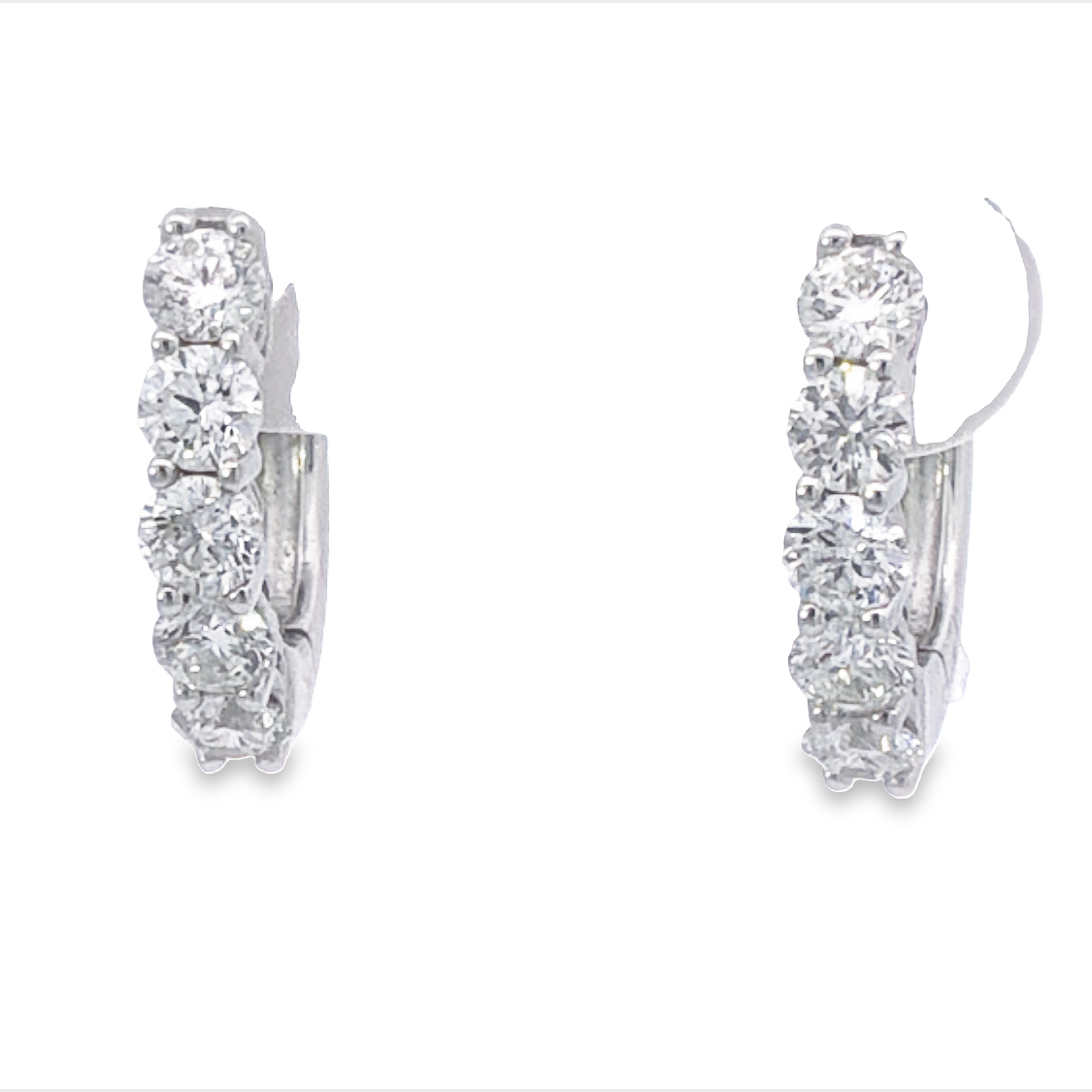 14K White Gold Diamond Hoop Earrings