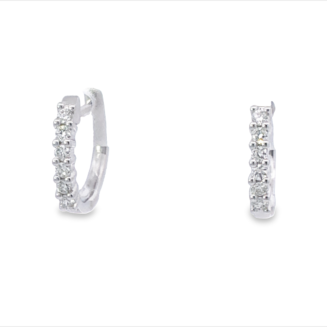 14K White Gold Huggies with12 Round Diamonds .16 Tcw H-I SI