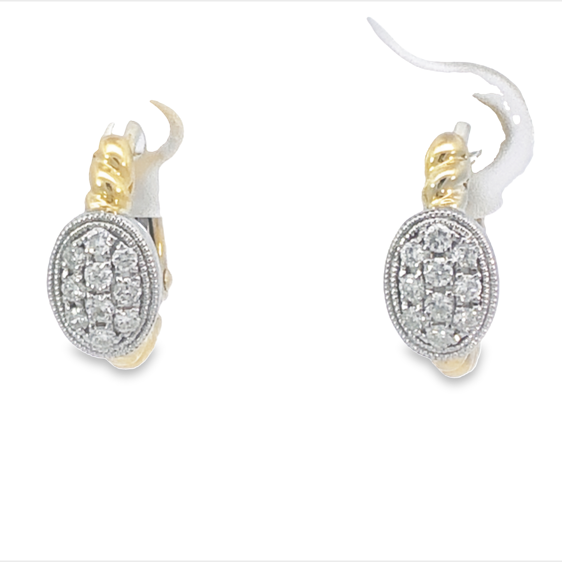 14K Yellow & White Gold Earrings with 20 Round Diamonds 0.24 Tcw G-H SI