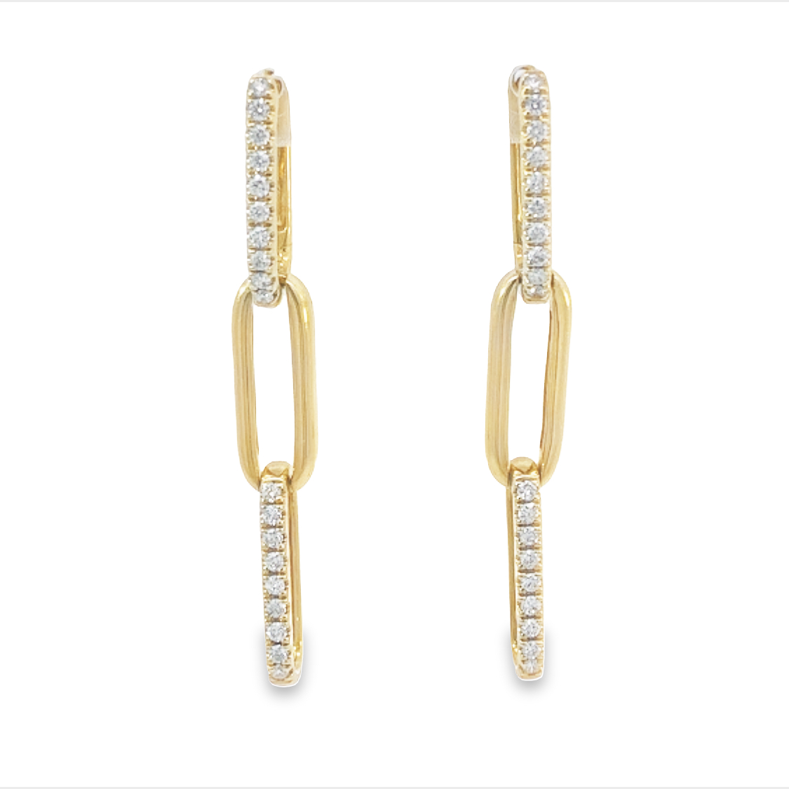 14K Yellow Gold Earrings with 38 Round Diamonds 0.42 Tcw G-H SI
