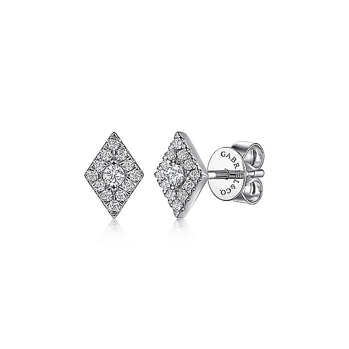 Gabriel & Co. 14K White Gold Classic Rhombus Stud Earrings with 26 Round Diamonds 0.19 Tcw H-I SI2