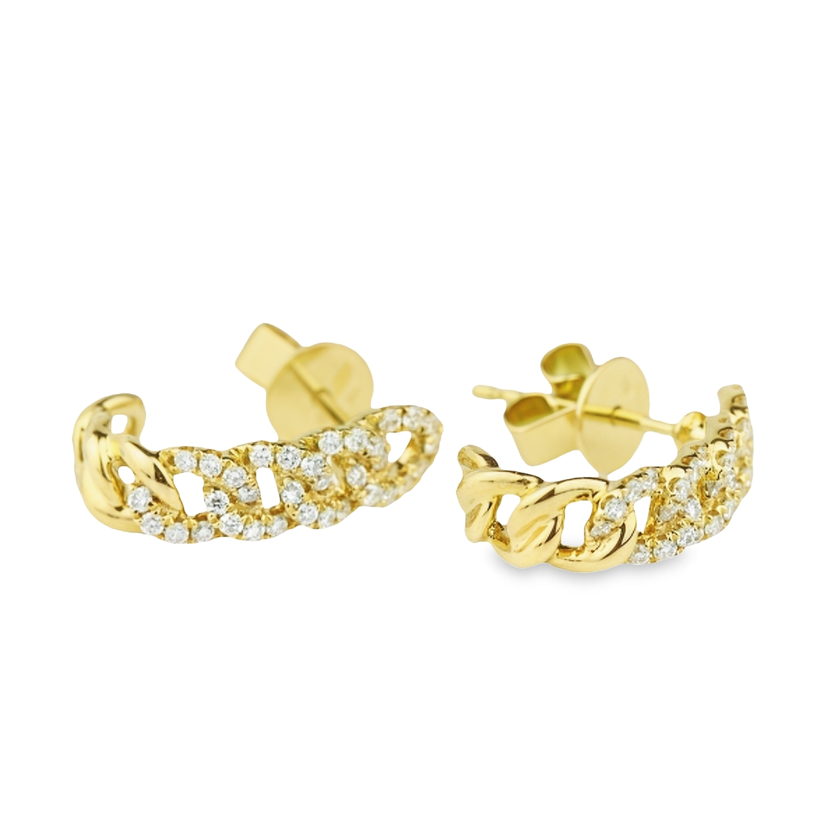Parade Designs 18K Yellow Gold Diamond Link Pave Earrings with 66 Round Diamonds 0.37 Tcw G-H SI1