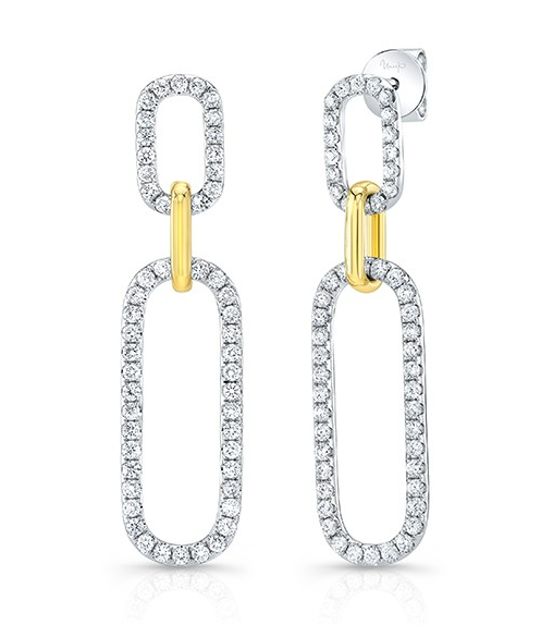 18K White and Yellow Gold Diamond Chain Earrings