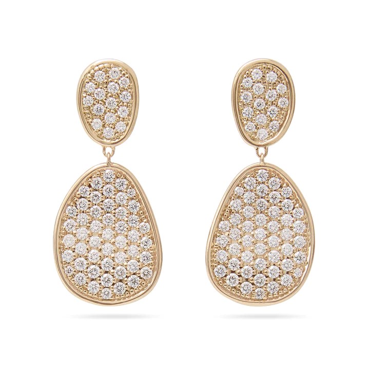 Marco Bicego 18K Yellow Gold Lunaria Earrings with Round Diamonds 2.41 Tcw G VVS-VS