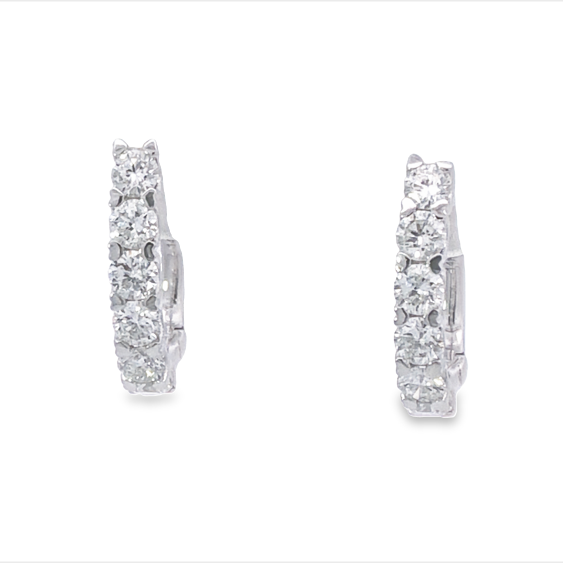 14K White Gold Hoop Earrings with 12 Round Diamonds 1.04 Tcw G-H SI1