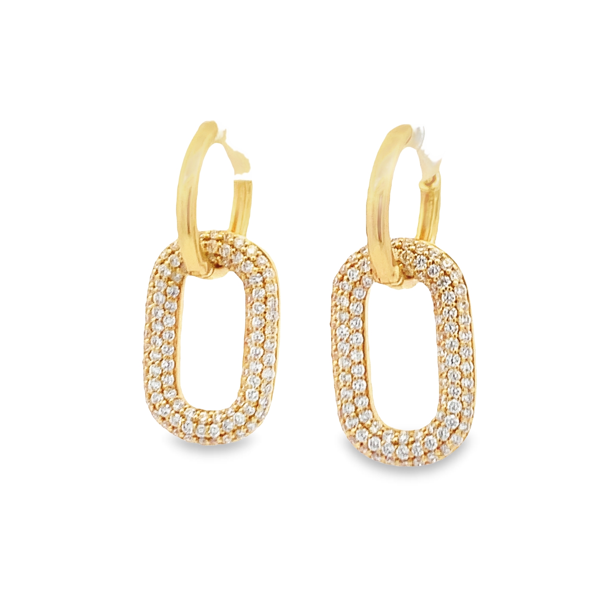 18K Yellow Gold Diamond Dangling Earrings