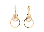 18K Yellow Gold Earrings with Round Brilliant Cut Diamonds 0.59 Tcw