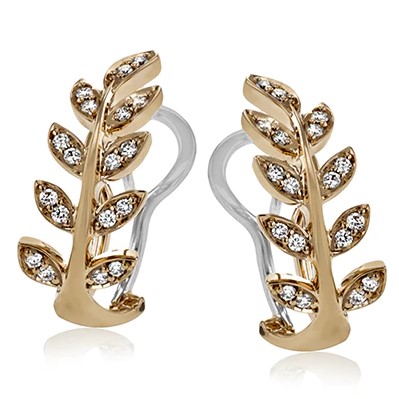 Simon G 18K White & Rose Gold Earrings with 36 Round Diamonds 0;24 Tcw G-H VS2-SI1