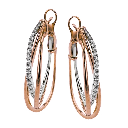 Simon G. 18K Rose and White Gold Diamond Twisted Hoops Earrings