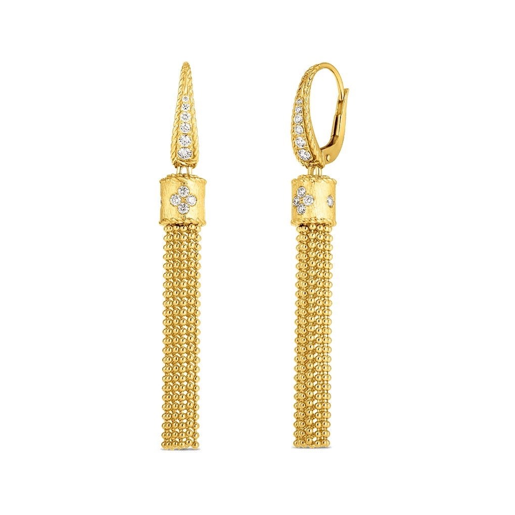 Roberto Coin 18K Yellow Gold Diamond Princess Tassel Earrings
