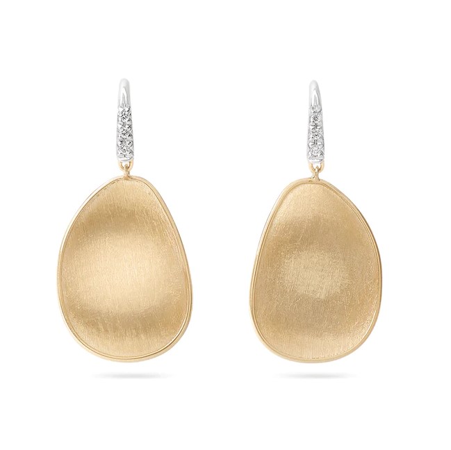 18K W&YG Lunaria Earrings with 6 Round Diamonds .05 TCW G VS-VVS