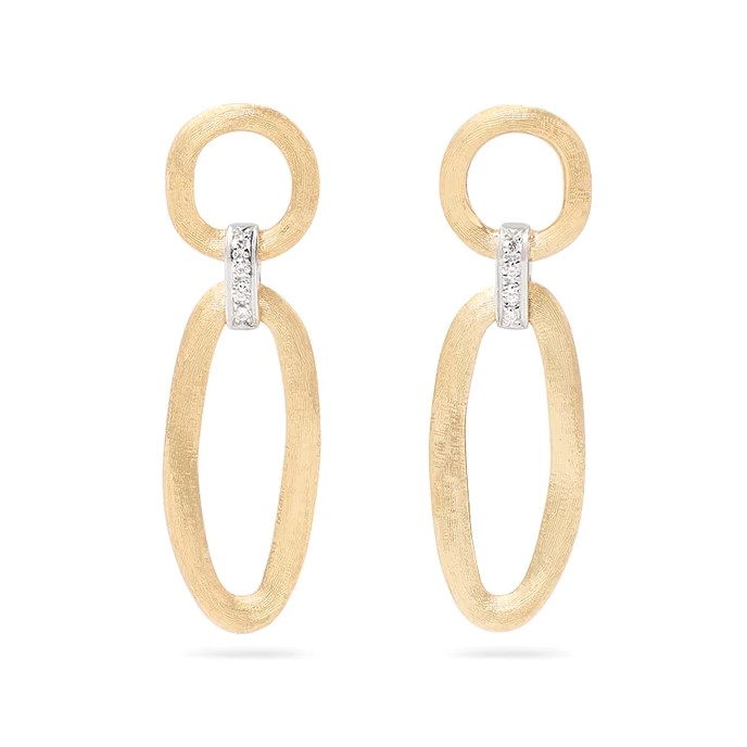 Marco Bicego 18K Yellow Gold Jaipur Link Earrings with Round Diamonds 0.08 Tcw G VS-VVS