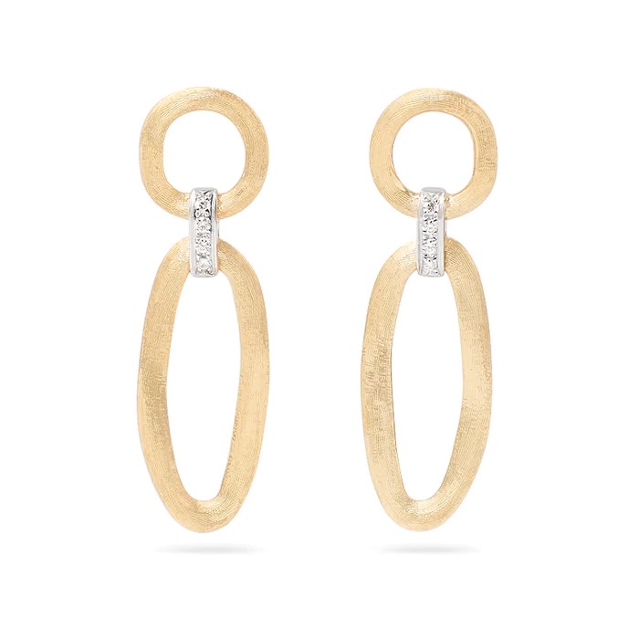 Marco Bicego 18K Yellow Gold Jaipur Link Earrings with Round Diamonds 0.08 Tcw G VS-VVS