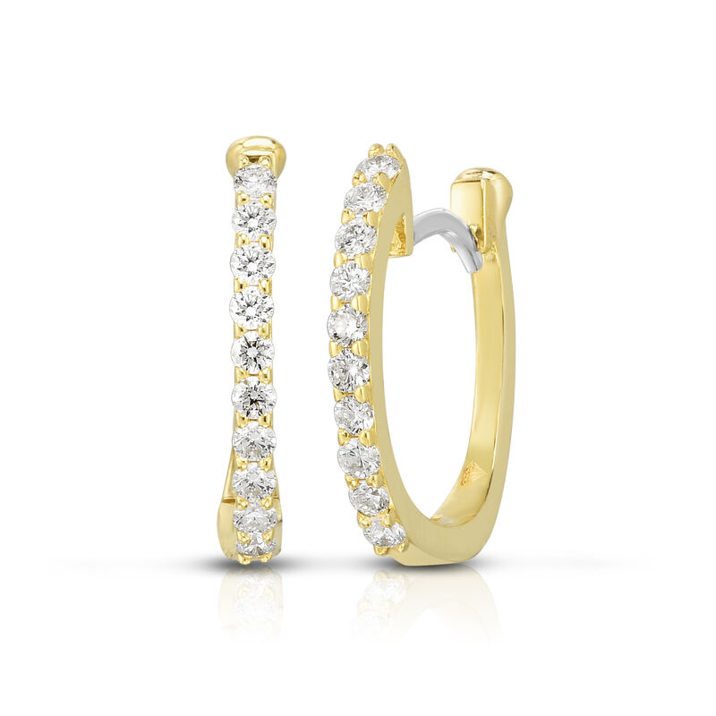 Roberto Coin 18K Yellow Gold The Perfect Diamond Hoops Micropave Huggy Earrings