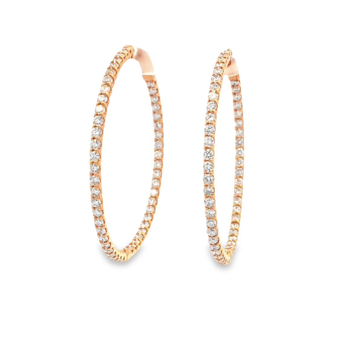 18K Rose Gold Diamond Hoop Earrings