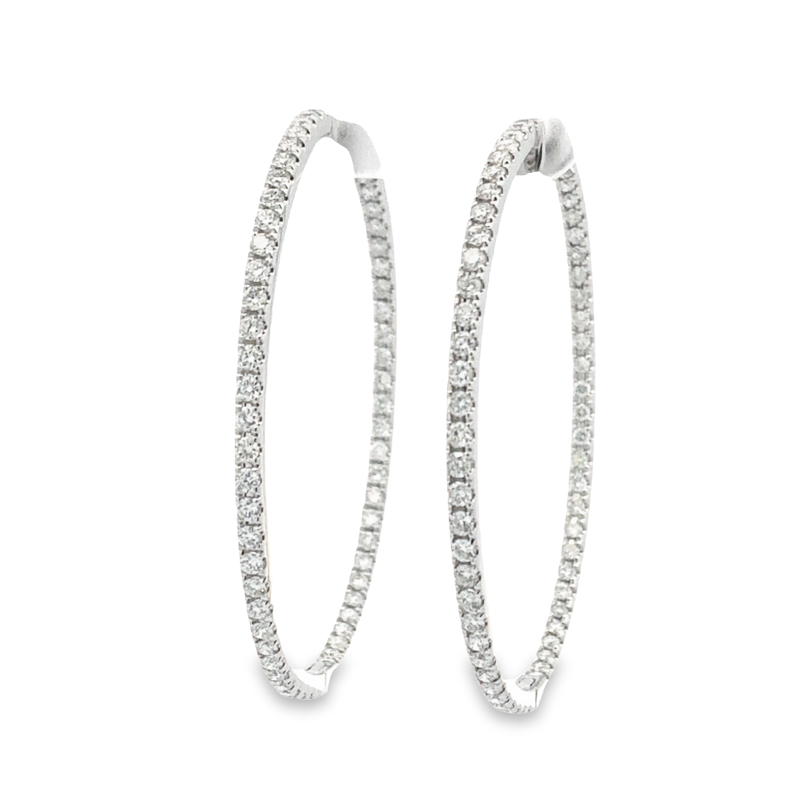 18K White Gold Diamond Hoop Earrings