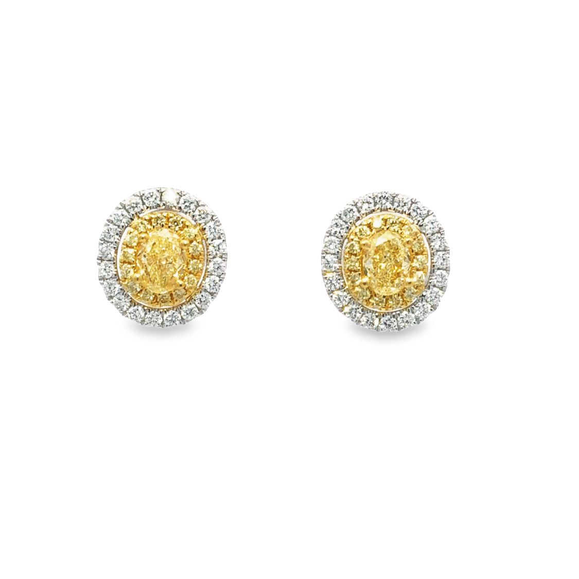 18K White and Yellow Gold Diamond Earrings