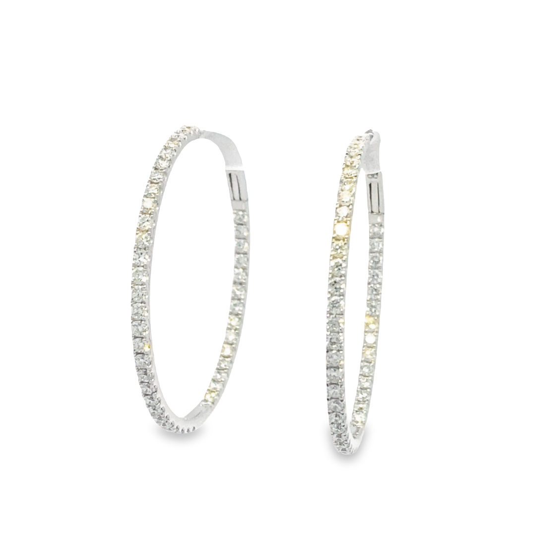 18K White Gold Diamond Hoop Earrings