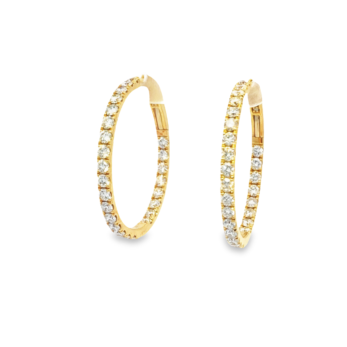 18K Yellow Gold Diamond Hoop Earrings