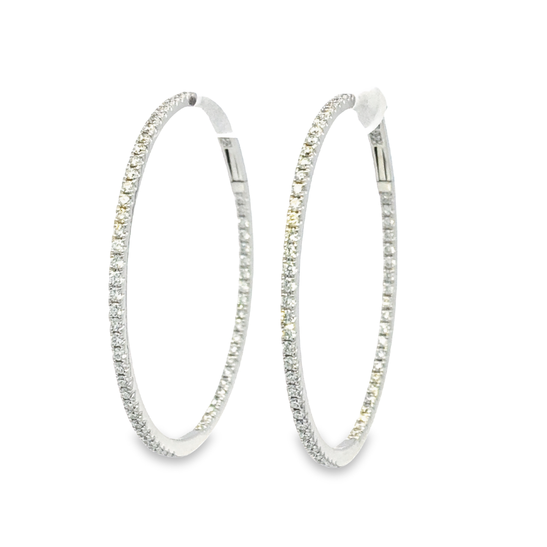 18K White Gold Diamond Hoop Earrings