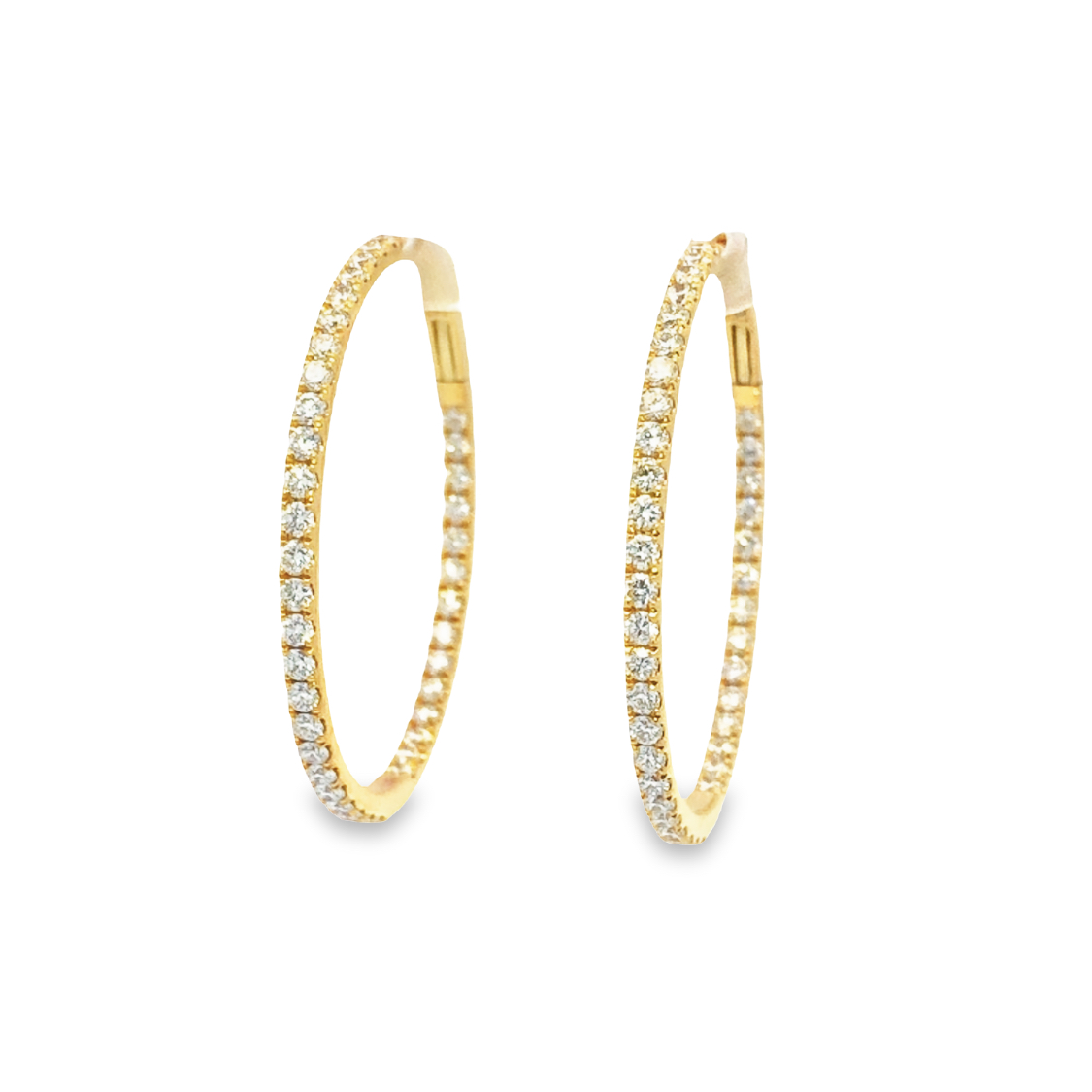 18K Yellow Gold Diamond Hoop Earrings