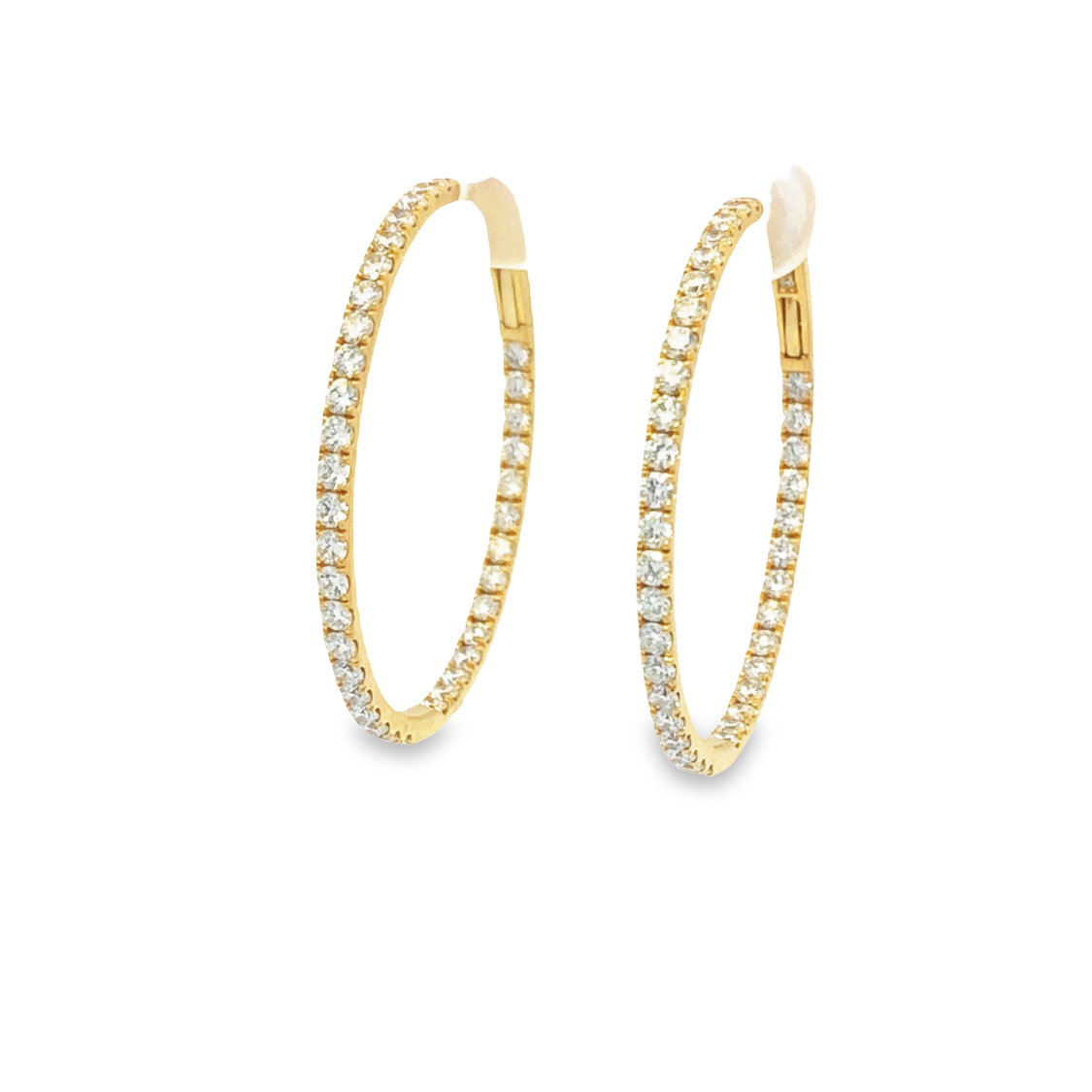 18K Yellow Gold Diamond Hoop Earrings