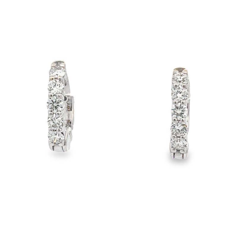 18K White Gold Diamond Huggie Earrings