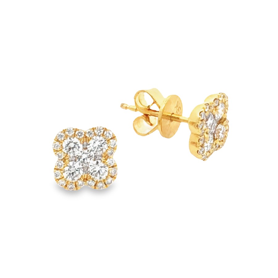 18K Yellow Gold Diamond Cluster Stud