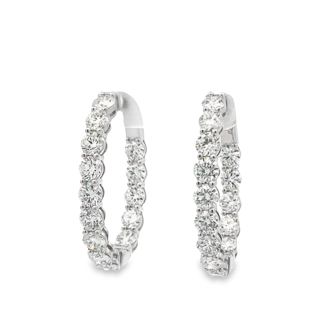 18K White Gold Diamond Hoop Earrings