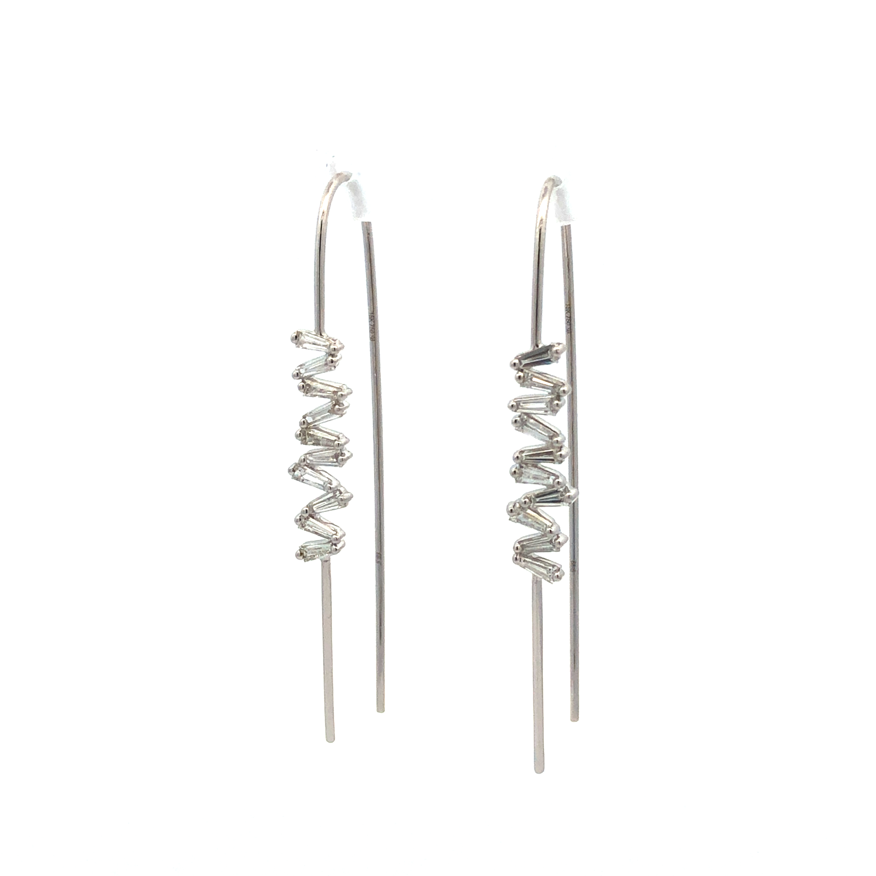18K White Gold Thread Diamond Earrings