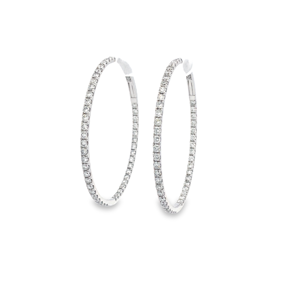 18K White Gold Diamond Hoop Earrings