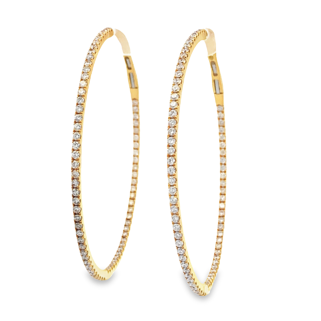 18K Yellow Gold Diamond Hoop Earrings