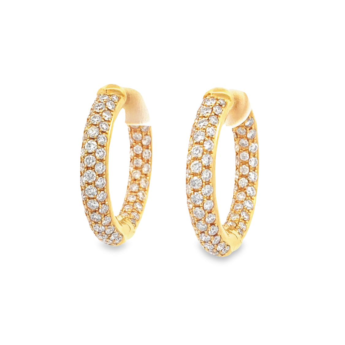 18K Yellow Gold Diamond Hoop Earrings