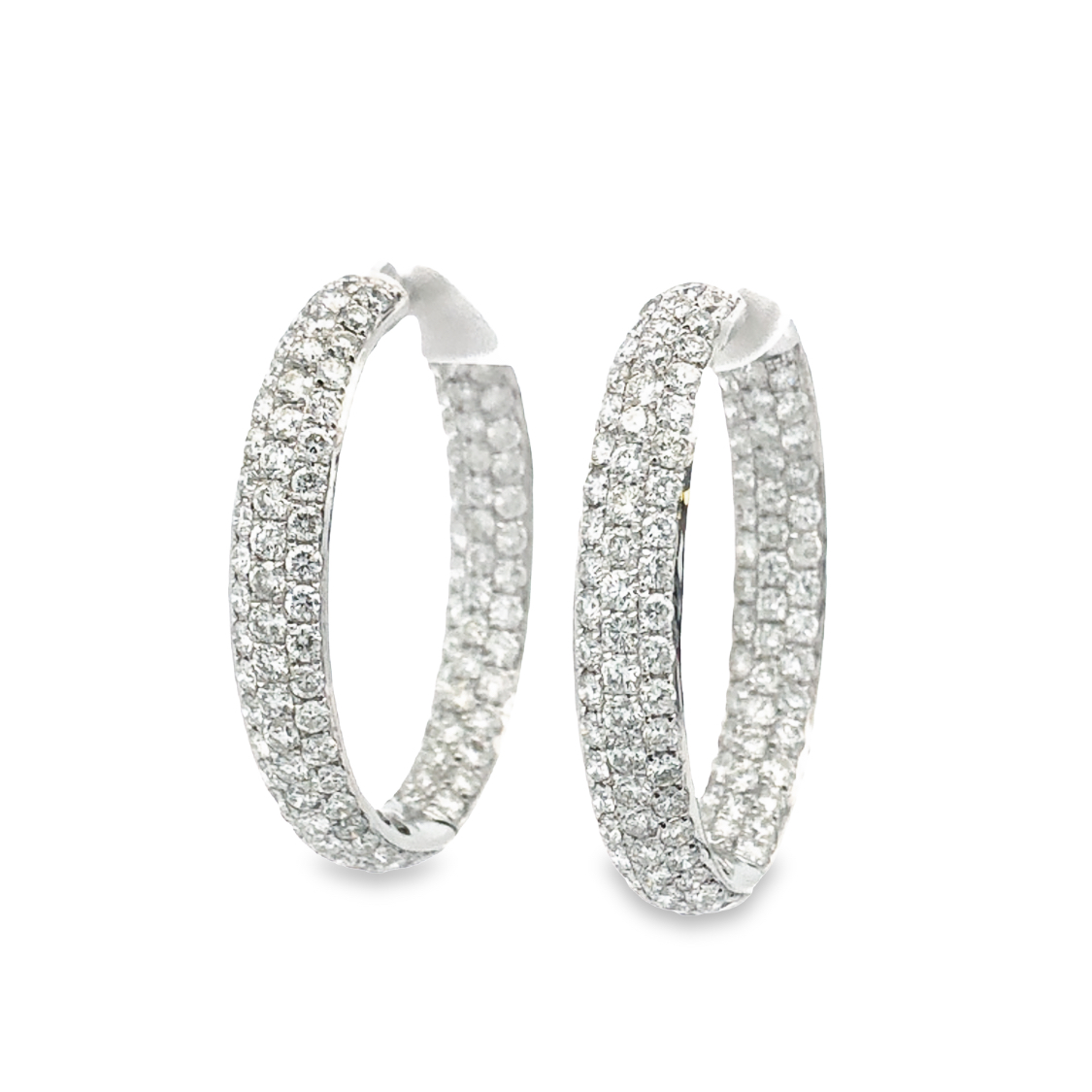 18K White Gold Diamond Hoop Earrings