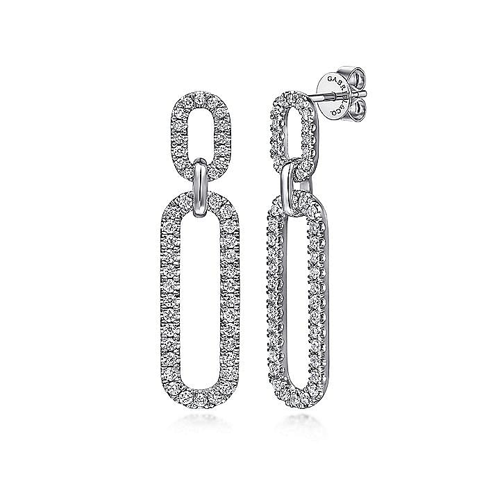 Gabriel & Co. 14K White Gold Diamond Link Chain Drop Earrings
