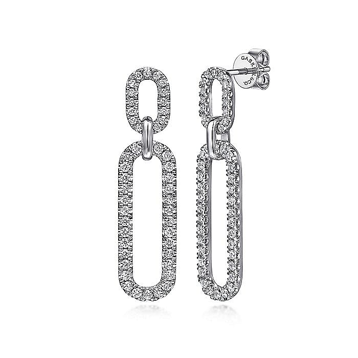 Gabriel & Co. 14K White Gold Diamond Link Chain Drop Earrings