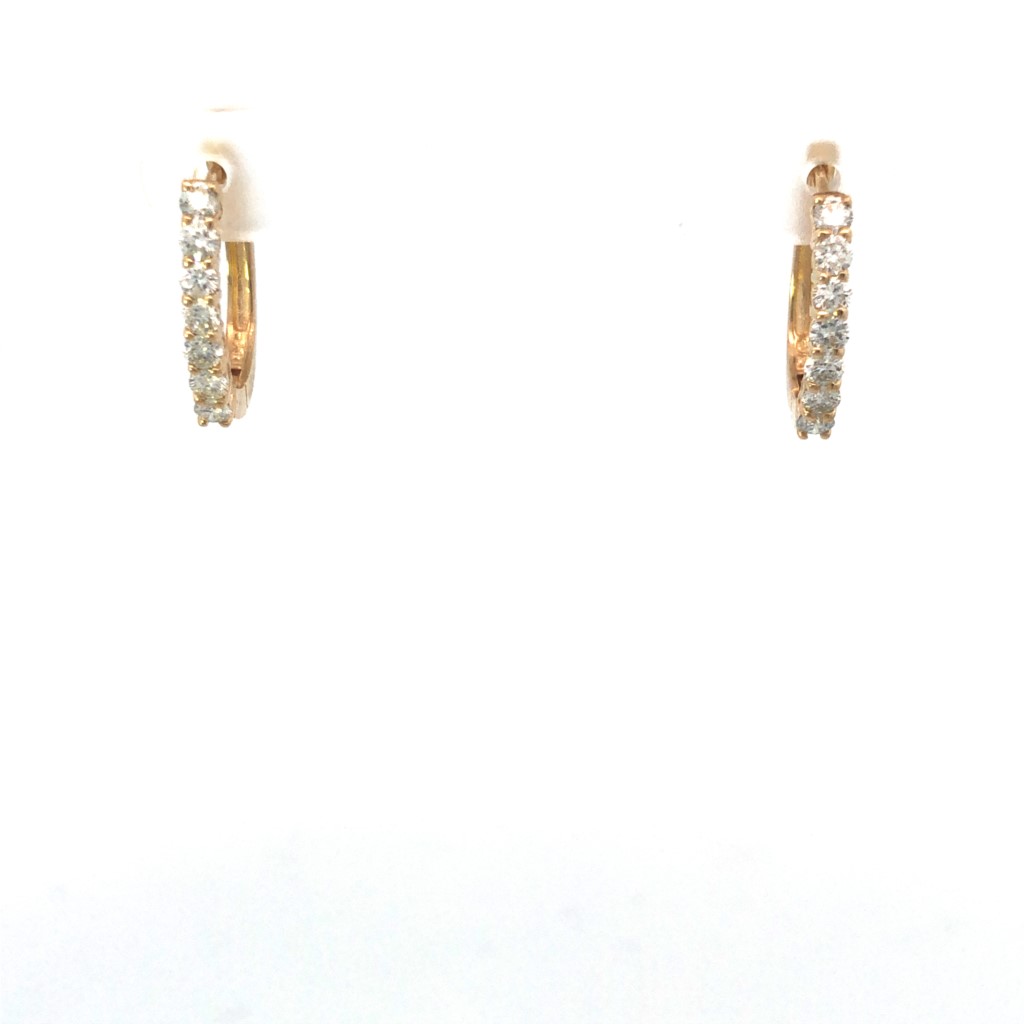 14K Yellow Gold Diamond Hoop Earrings