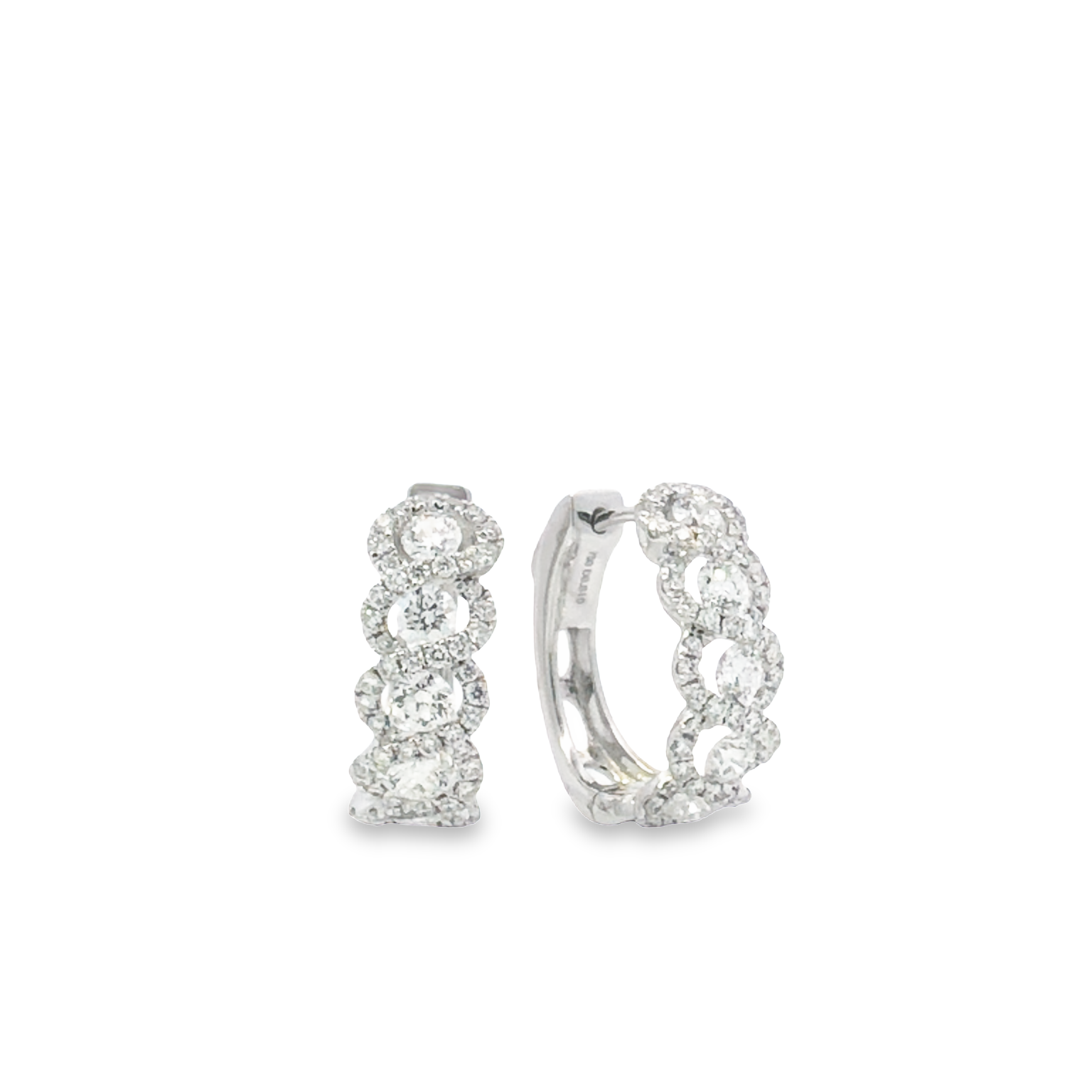 18K White Gold Diamond Huggies Earrings
