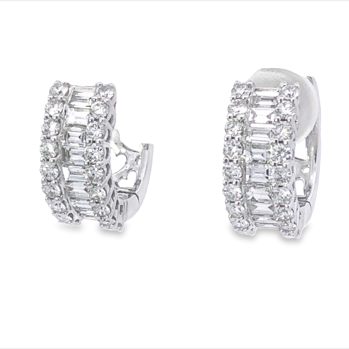 18K White Gold Diamond Huggie Earrings